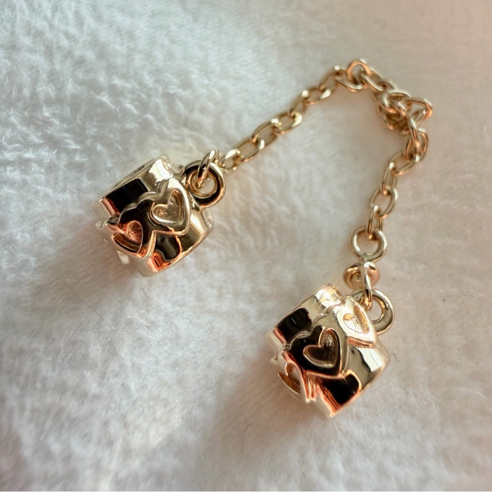 Pandora Rare Retired Solid 14K Hearts Safety Chain NWOT